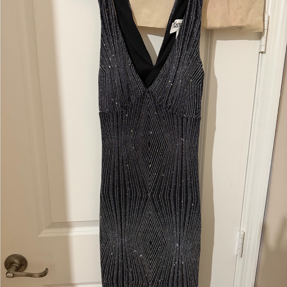 Trixxi Black and Silver Backless Dress